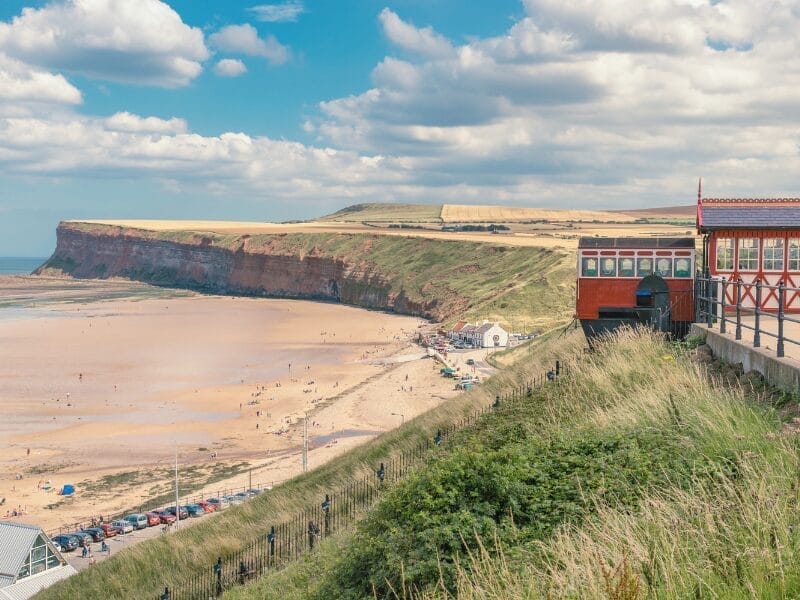 View of Saltburn Beach and the end of th eSaltburn Lift