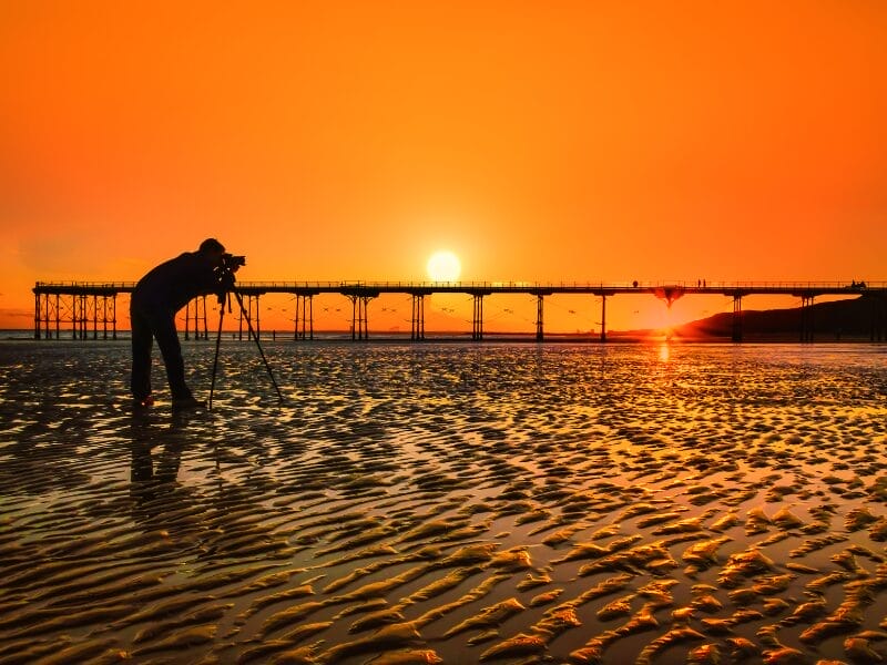 Photographing Saltburn Pier at Sunset